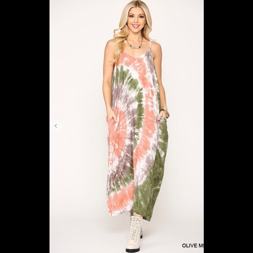 dye spaghetti strap maxi dress.